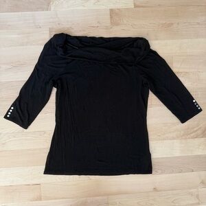 White House Black Market Off-Shoulder Black Blouse